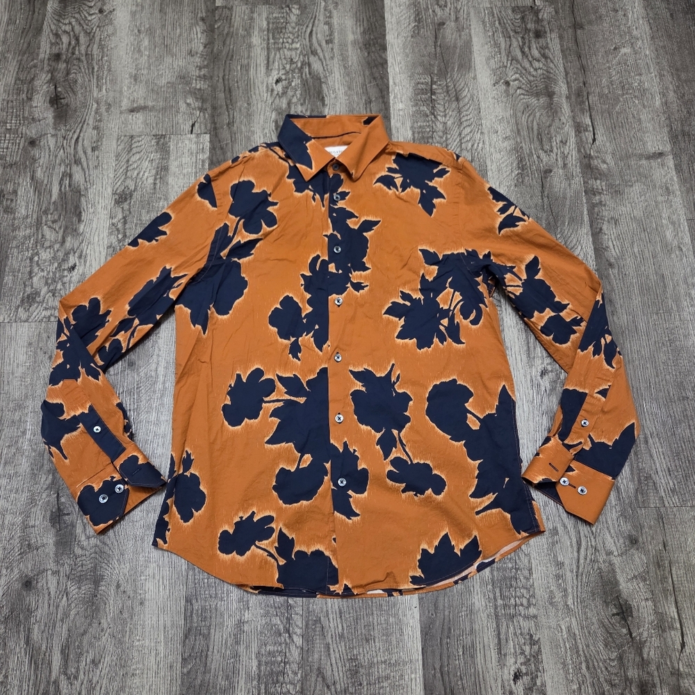 Men's Burnt Orange Casual Button Down Shirt From Bugatchi